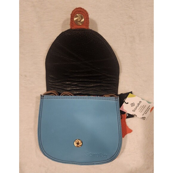 Soruka Leather Animal Blue Leopard Cheetah Crossbody Purse Bag Mall 7x7 Inch - Picture 6 of 11